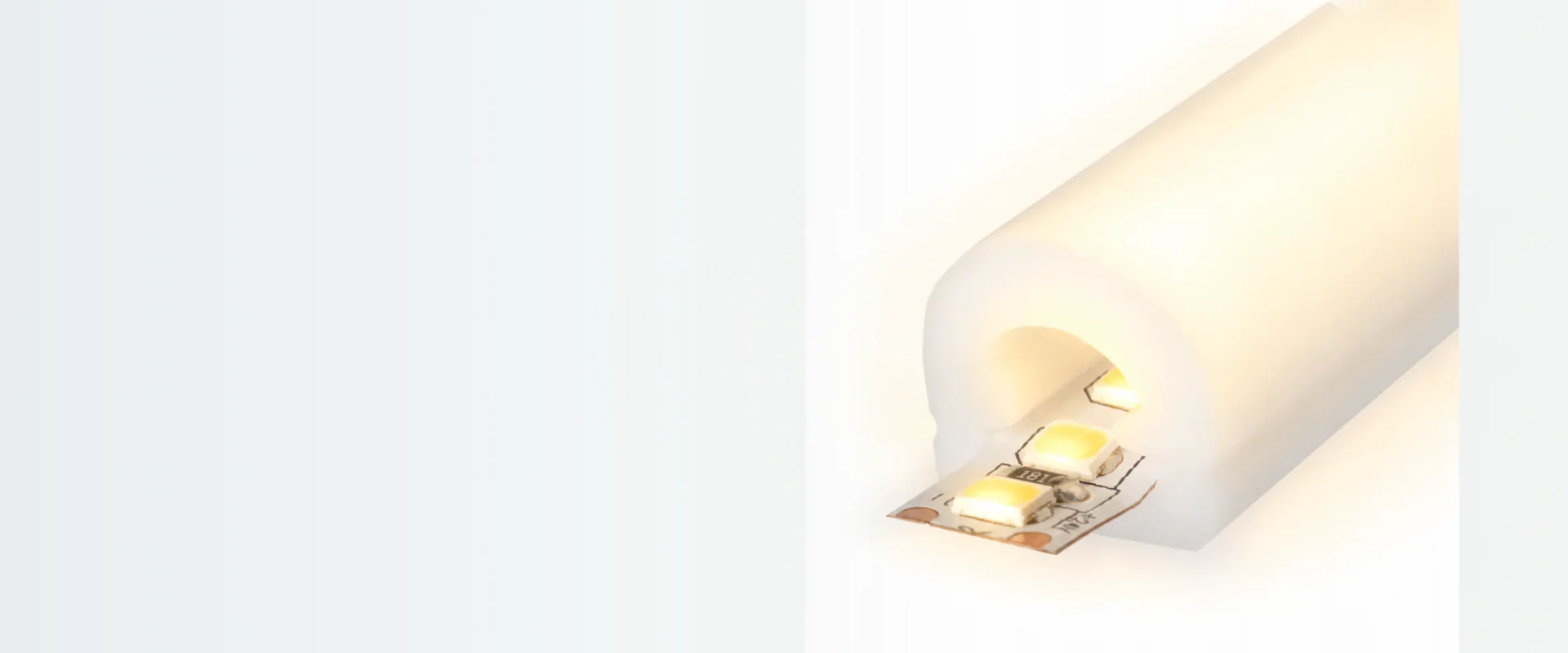 Illuminated domed silicone tube shown in a wide product view