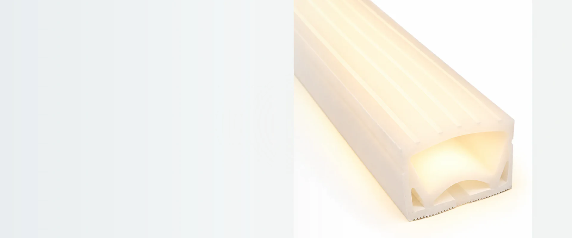 Illuminated flat silicone tube shown in a wide product view
