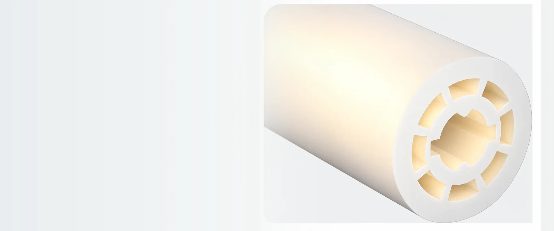 Illuminated round silicone tube shown in a wide product view