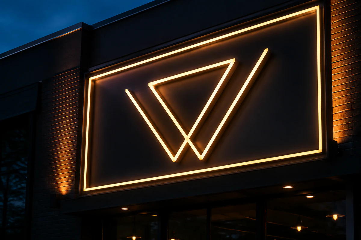 Custom LED Silicone Tube & Profile Manufacturer | AlisterTech Concept visualization of a warm white LED neon flex storefront sign