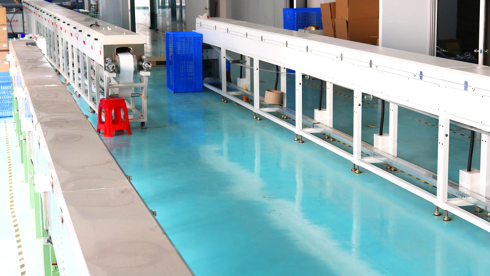 Silicone profile extrusion production line inside the factory
