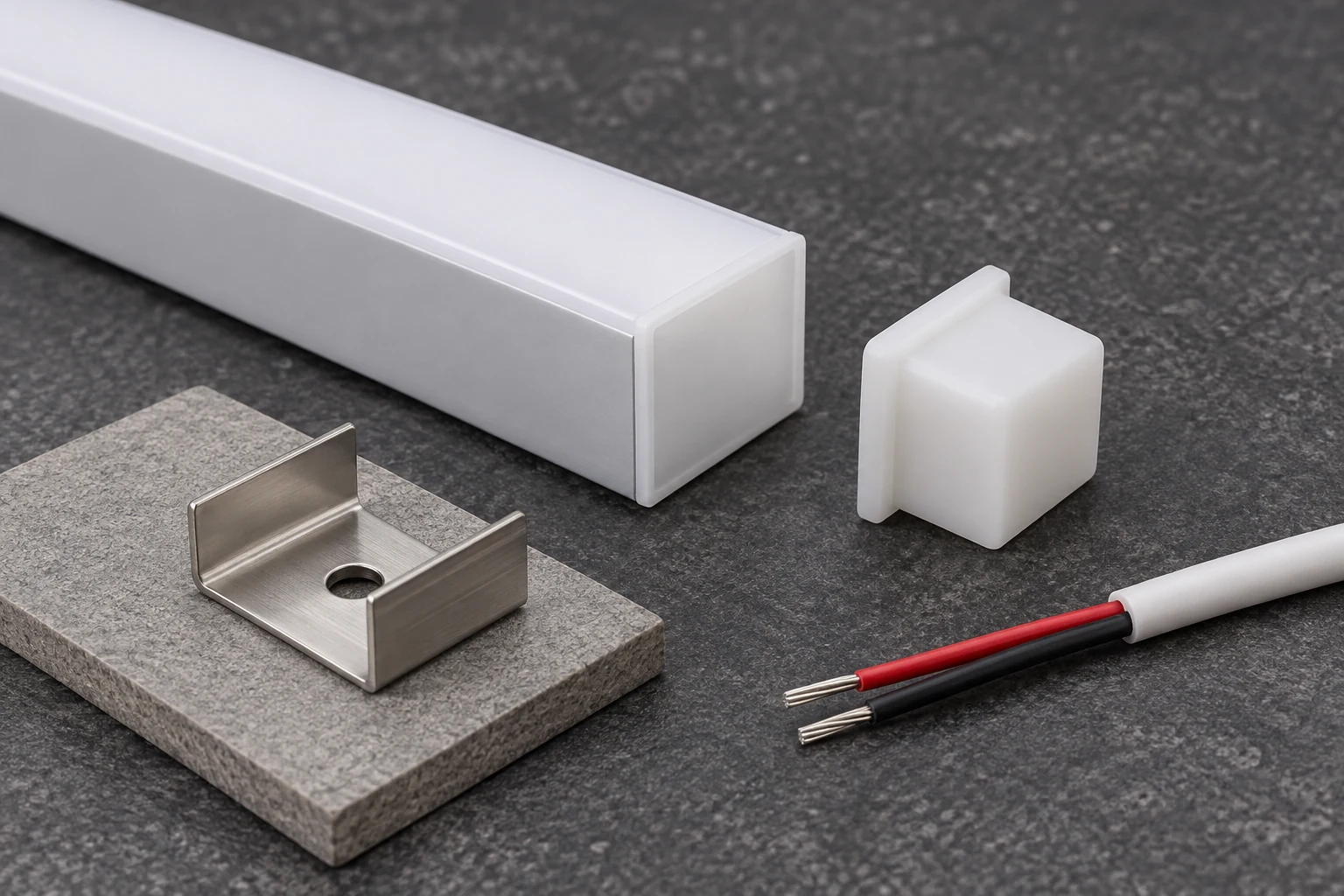 End fitting, cable and support clip for assembly planning