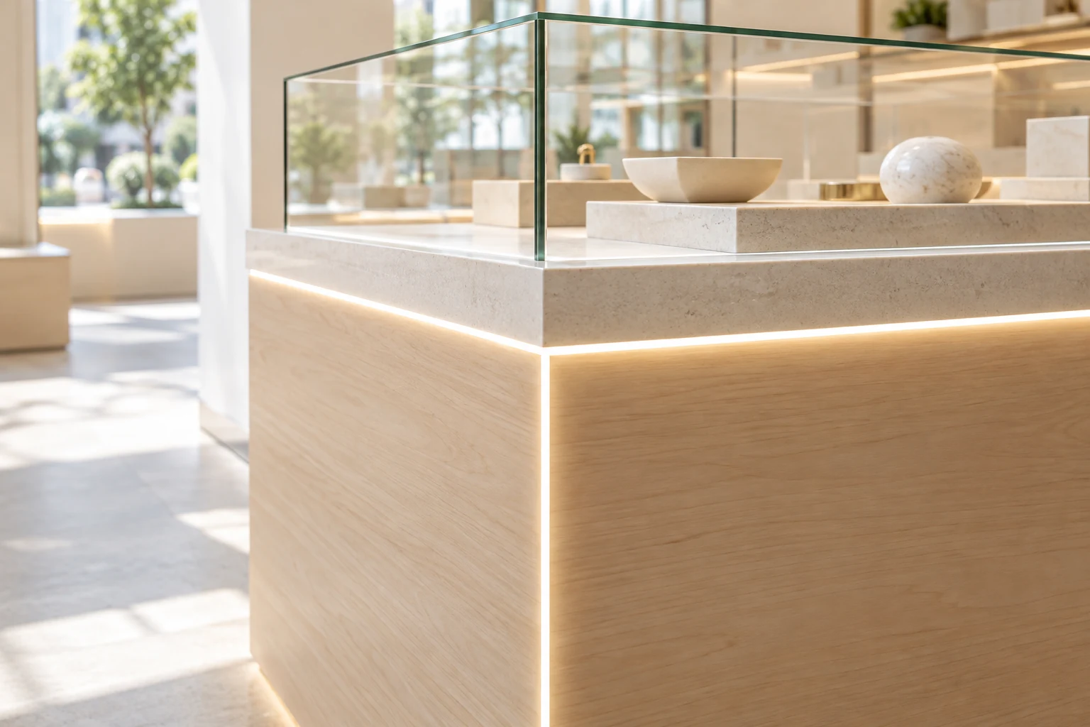Linear lighting integrated into a retail display edge